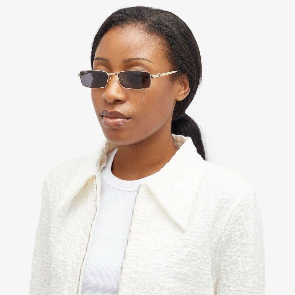 Gucci Women Sunglasses Gold Grey Rectangle GG1600S 001 BRAND NEW - Picture 3 of 12